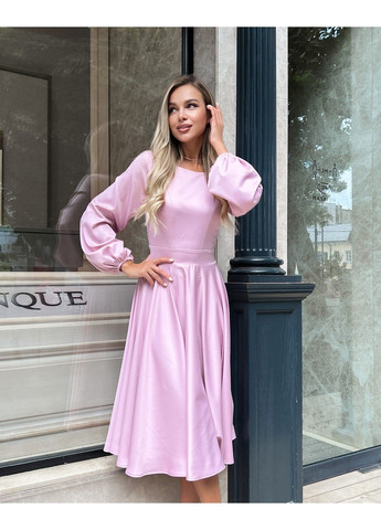 Лавандовое коктейльное платье атлас шелк 22070 фрезово Tanita-Romario