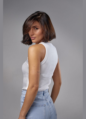 Трикотажна майка в рубчик з блискучим напиленням спереду Liton — 296469672