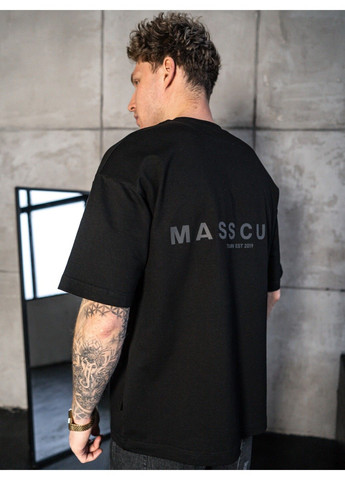 Черная мужская футболка оверсайз с принтом masscult черная Teamv