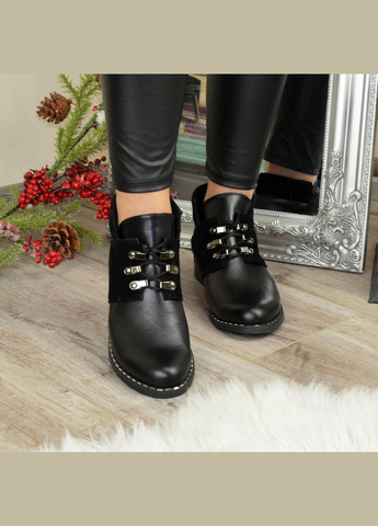 Черевики жіночі демісезонні на невисокому підборі, натуральна шкіра та замша. 37 розмір No Brand (304773326)