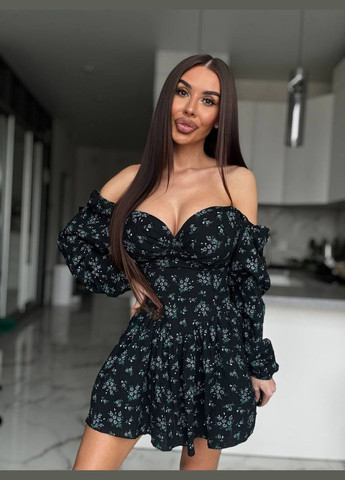 Комбінезон жіночий Україна комбінезон-шорти квітковий чорний повсякденний муслін