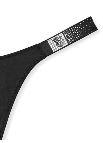 Трусики-стрінги люксові зі стразами Scattered Shine Strap Smooth Thong Panty чорні Victoria's Secret (350197292)