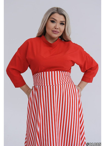 Красное праздничный, повседневный женское платье меди а-силуэт Avanti в полоску