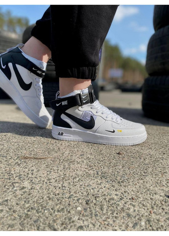 Чорні Осінні кросівки чоловічі nike air force 107lv8 ultra white black 3 найк аір форс 1 преміум No Brand