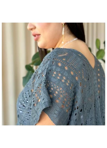 Пляжная короткая серая туника PLUS SIZE тонкая вязка No Brand (391249310)