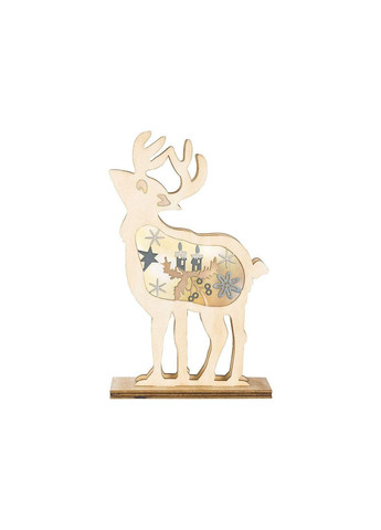 Новорічна світлодіодна статуетка Олень з дерева 23 см, з підсвічуванням на батарейках фігура з таймером Melinera (303355384)