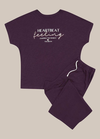 Фиолетовая всесезон женская пижама футболка + брюки Henderson