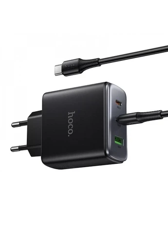 Зарядний адаптер C160A 65W GaN USB-C + USB-A + кабель Type-C | Швидка зарядка для ноутбука, телефону та планшета Hoco (394714395)