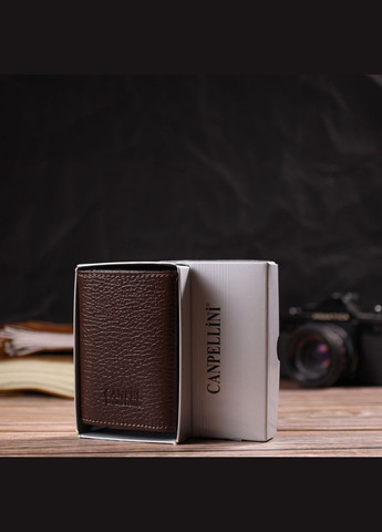 Чоловічий картхолдер у три складання з автоматичним механізмом з натуральної шкіри флотар 21934 Коричневий Canpellini (298570811)