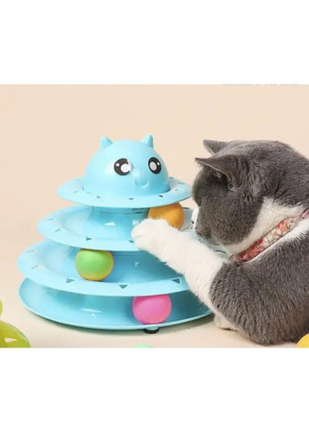 Игрушка игра башня с шариками противоскользящими накладками 3 уровня для кошек котов пластик 24х24х19 см (476596-Prob) Голубая Unbranded (285696180)