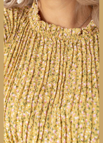 Горчичное повседневный платье шифоновое свободного кроя с принтом длинное с длинными рукавами светло-бирюзовое (sku_204r701) No Brand с рисунком