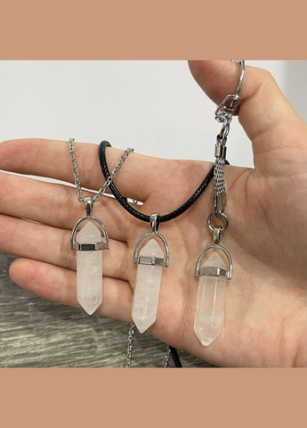 Кулон із натуральним каменем Гірський кришталь кристал шестигранник на брелоку в подарунковій коробочці Овен (331291924)