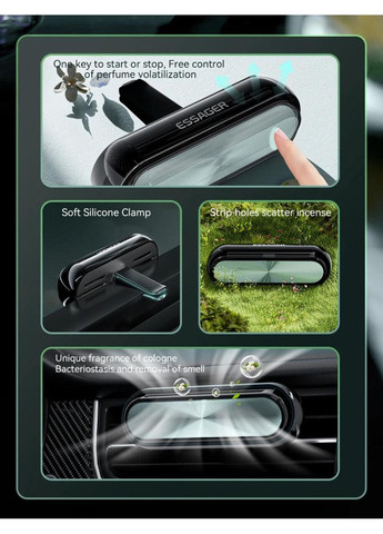 Автомобільний освіжувач повітря CAR AIR OUTLET PRESS TYPE SOLID PERFUME Grey Essager (361232789)
