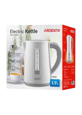 Електрочайник EKL-F17WG 1.7л/2150Вт/strix контроль/колір білий + сірий Ardesto (322718366)