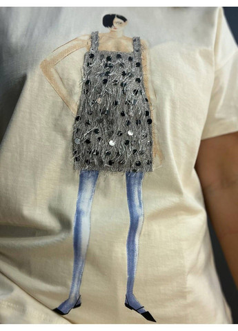 Футболка женская Pepper Mint 24-65 рисунок девушка блестки Pepper&Mint - (304062711)