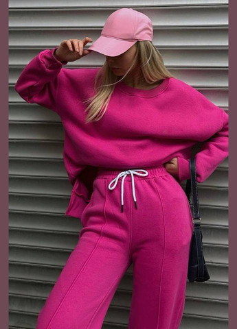 Спортивний костюм жіночий на флісі малинового кольору Let's Shop (301000900)