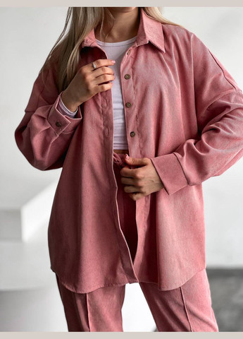 Шикарний якісний костюм кольору пудра двійка (сорочка+штани) з мікро-вельвету ідеально підходить для прогулянки ввечері No Brand 082-3 (285785921)