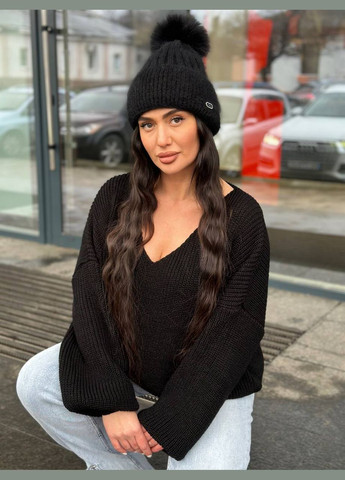 Чорний жіночий вовняний светр великих розмірів чорний You Best