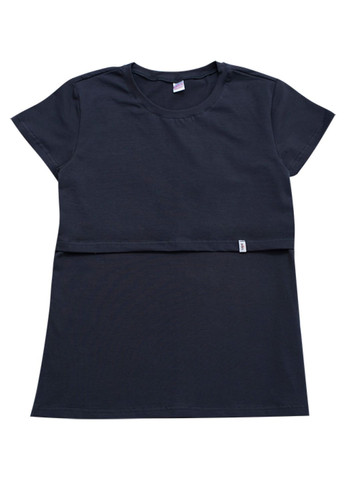 Темно-синяя всесезон футболка для беременных с секретом для кормления с коротким рукавом HN
