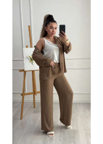 Костюм женский летний брюки и рубашка креп брюки палаццо No Brand (389418484)