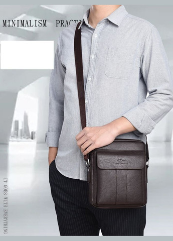 Чоловіча сумка-барсетка з накладною кишенею коричнева Kangaroo (290683243)