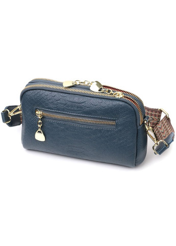 Модна шкіряна сумка на два відділення з кишенями синя (sku_22355) No Brand (329853337)