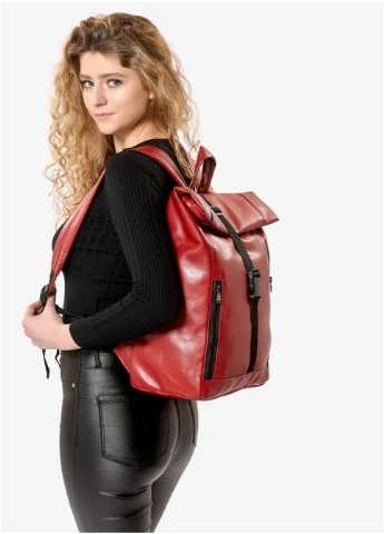 Рюкзак женский из экокожи рол RollTop черный Sambag (301871802)
