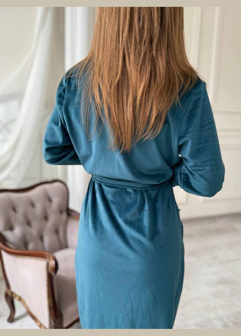 Велюровый халат для женщин с запахом Бирюзовый XXL (F3104-3) No Brand (306633827)