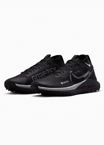 Серые всесезонные кроссовки мужские react pegasus 4 gore-tex dj7926-001 весна-осень текстиль мембрана черные Nike