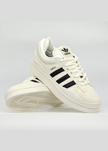 Білі Осінні кросівки чоловічі і жіночі adidas campus x bad bunny white | адідас кампус х бед бані білі No Brand