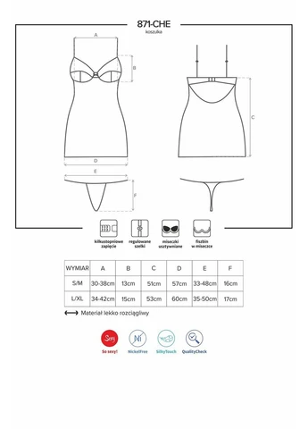 Сорочка з трусиками 871-CHE-2 chemise Obsessive (351582832)