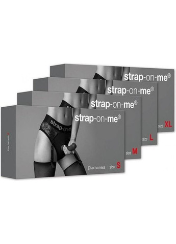Трусики для страпона с подвязками для чулок и кружевными вставками, черные, размер Strap-On-Me (297397963)