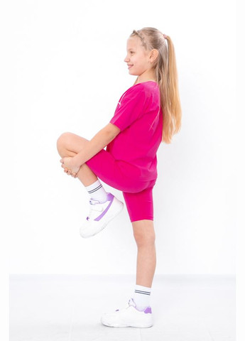 Малиновий літній комплект для дівчинки (футболка+велосипедки) Носи своє