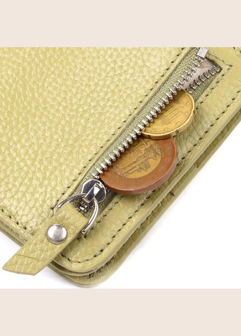 Жіночий гаманець із натуральної шкіри флотар із монетницею 21793 Оливковий Canpellini (306881768)