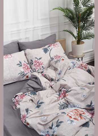 Комплект постільної білизни сімейний 143х210х2 наволочки 4х50х70 Бязь Gold Люкс (MS-820001038) Moon&Star Flowers Gray (285717726)