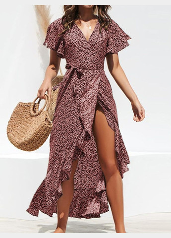 Бордова повсякденний плаття, сукня CUPSHE в горошок