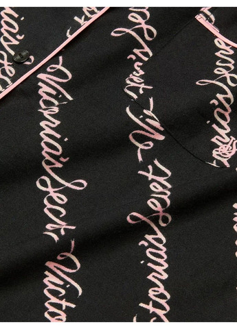 Чорна піжама зі штанами flannel long pajama set Victoria's Secret