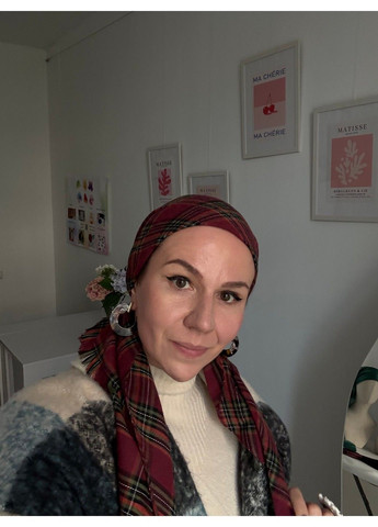 Бандана з імітацією хустки фланель картатий принт BANDANA QUEEN (371773087)