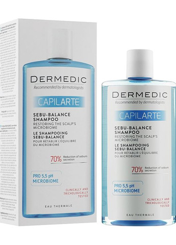 Шампунь для жирного волосся, відновлює мікробіом шкіри голови Capilarte Sebu-Balance Shampoo 300ml (956987-121447) Dermedic (368640654)