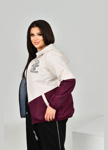 Бордовая женская куртка с капюшоном цвет марсала с нюдовым р.48/50 453429 New Trend