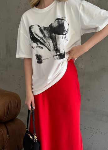 Красная повседневная однотонная длинная юбка Україна клешированная