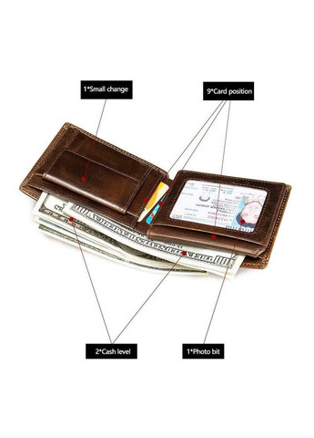 Портмоне шкіряне компактне 20240 Коричневе Vintage (329150043)