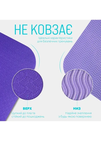 Коврик для йоги EasyFit TPE 183х61 см 6 мм сиреневий ProDobro (398908944)