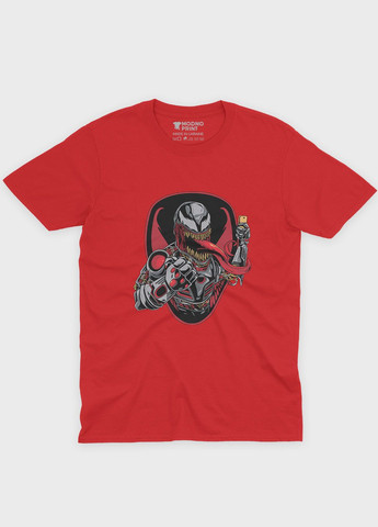 Красная демисезонная футболка для мальчика с принтом супервора - веном (ts001-1-sre-006-013-032-b) Modno