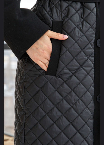 Черное Женское пальто из шерстяной и плащевой ткани черное (PV305) 46 MN