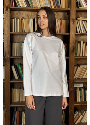 Лонгслив двунитка с круглым вырезом ONE SIZE (белый) CHICLY (358202848)