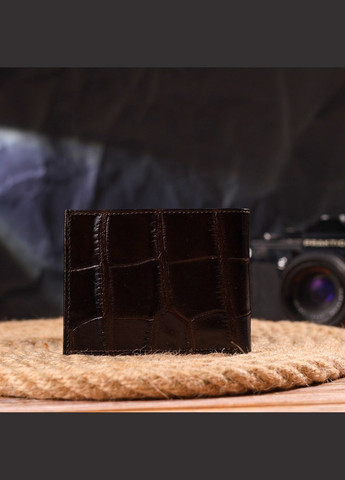 Мініатюрне чоловіче портмоне із натуральної фактурної шкіри 21521 Коричневе Canpellini (329150249)