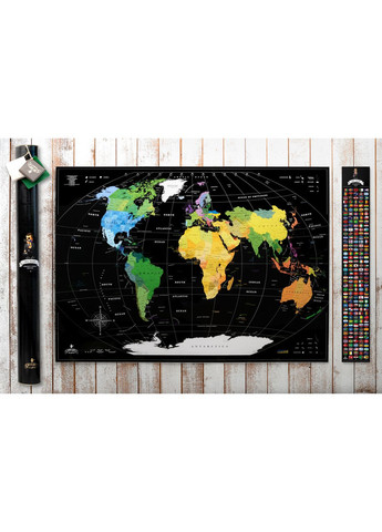 Черная скретч карта мира без россии 88х63см в тубусе My Map (371280446)