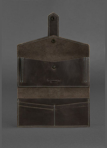 Шкіряне жіноче портмоне 3.0 темно-коричневе з бірюзовим (A-026104) BlankNote (328444605)