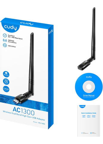 Адаптер WiFi WU1400, AC1300 Wi-Fi High Gain USB 3.0 Adapter Cudy (314979085)